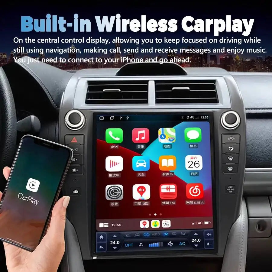 12inch Carplay Android 15 Screen For Toyota Camry 7 XV 50 55 US Version 2012-2017 Car Radi