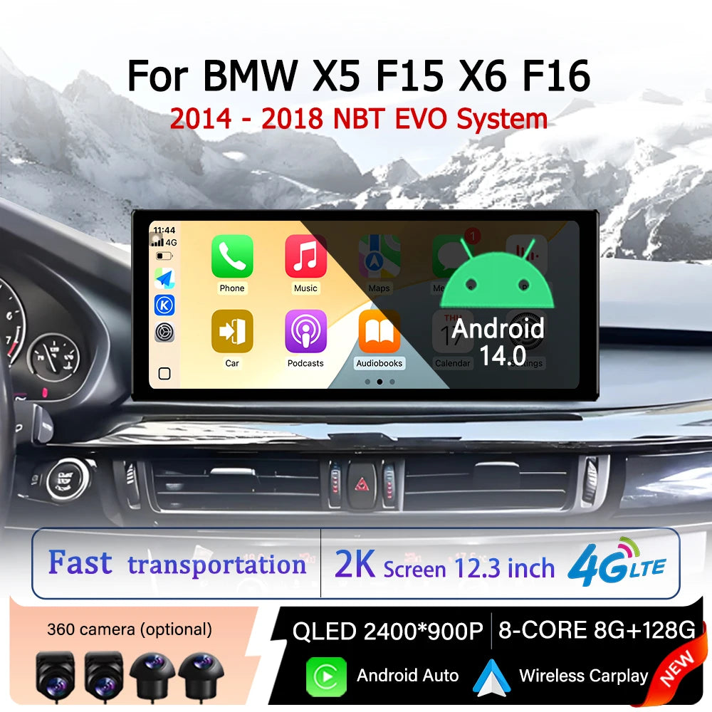 12.3 inch Multimedia HD Touch Display for BMW X5 F15 X6 F16 2014 - 2018 NBT EVO System Car