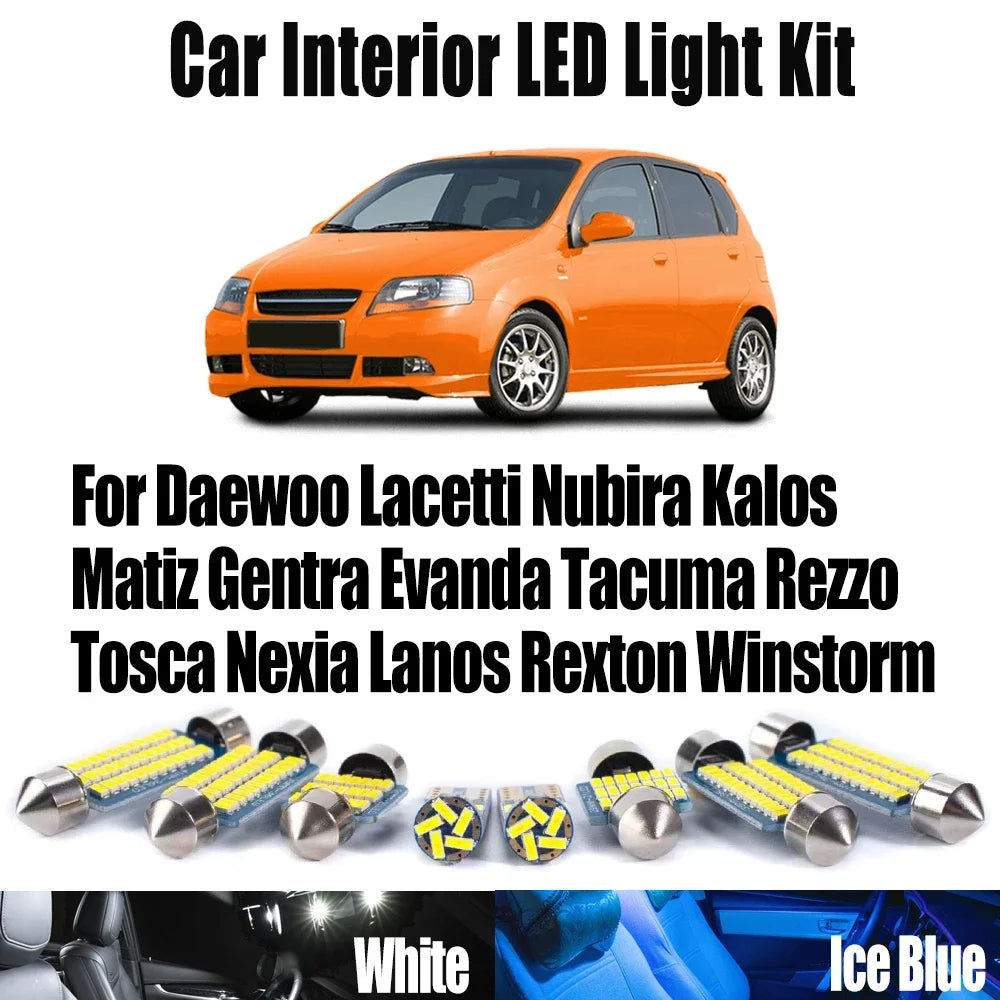 LED Interior Light Kit for Daewoo Lacetti Nubira Kalos Matiz Gentra Evanda Tacuma Rezzo Tosca Nexia Lanos Rexton Wins...