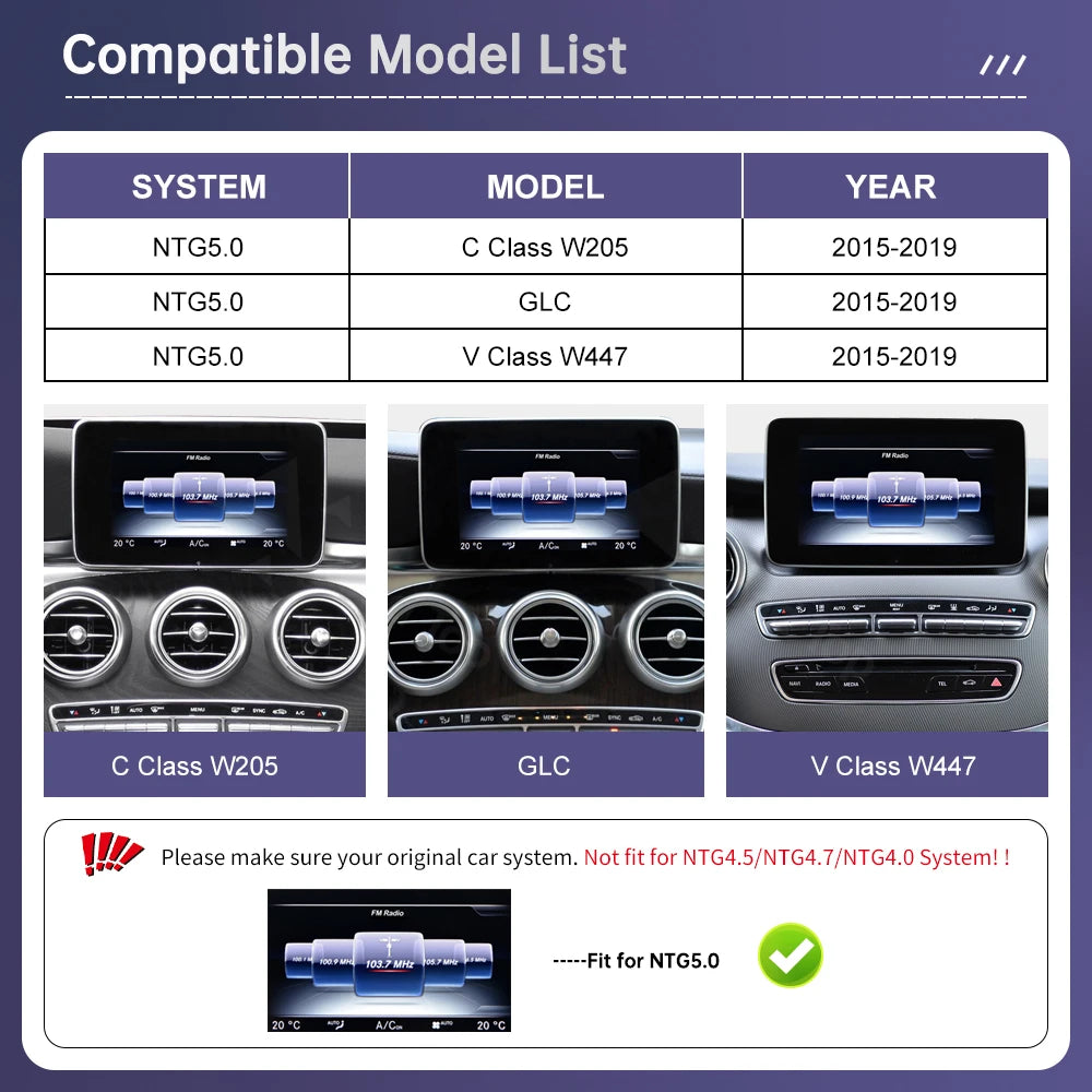 12.3 Ultra Thin Linux Touch Screen for Mercedes Benz W205 GLC C V Class W447 2015-2019 Car | AUTOKITSHOP