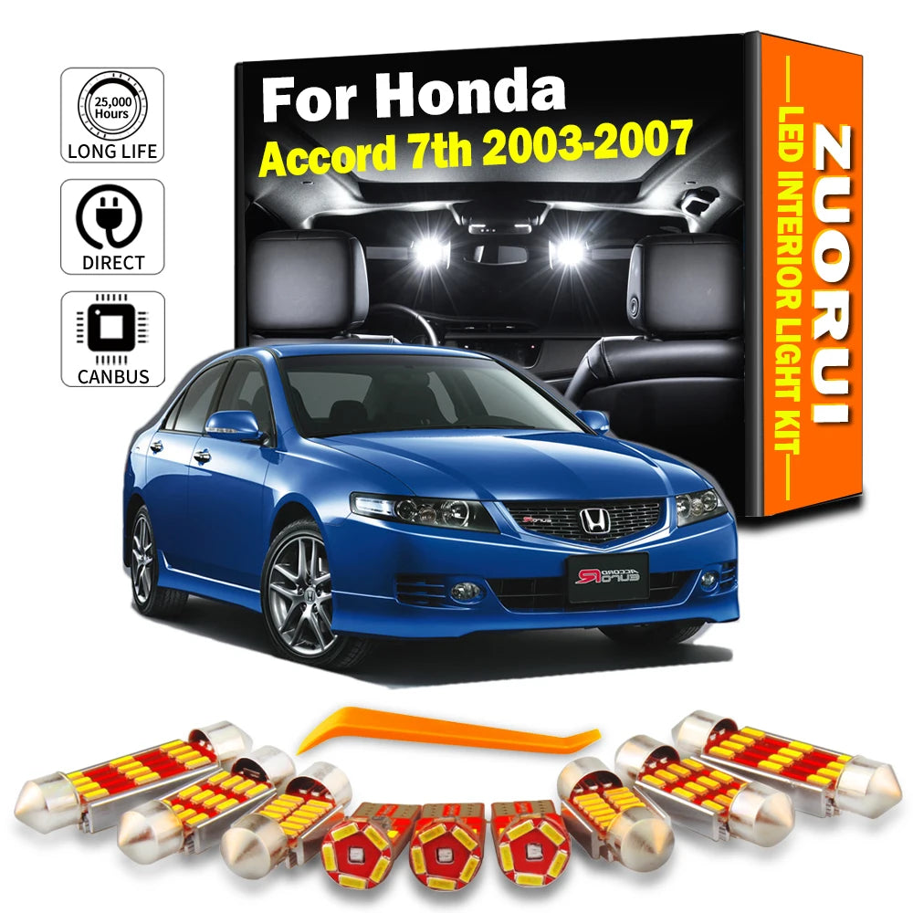 17-Piece LED Interior Light Kit for Honda Accord 7 VII MKVII MK7 7th - Canbus Error-Free Bulbs | AUTOKITSHOP
