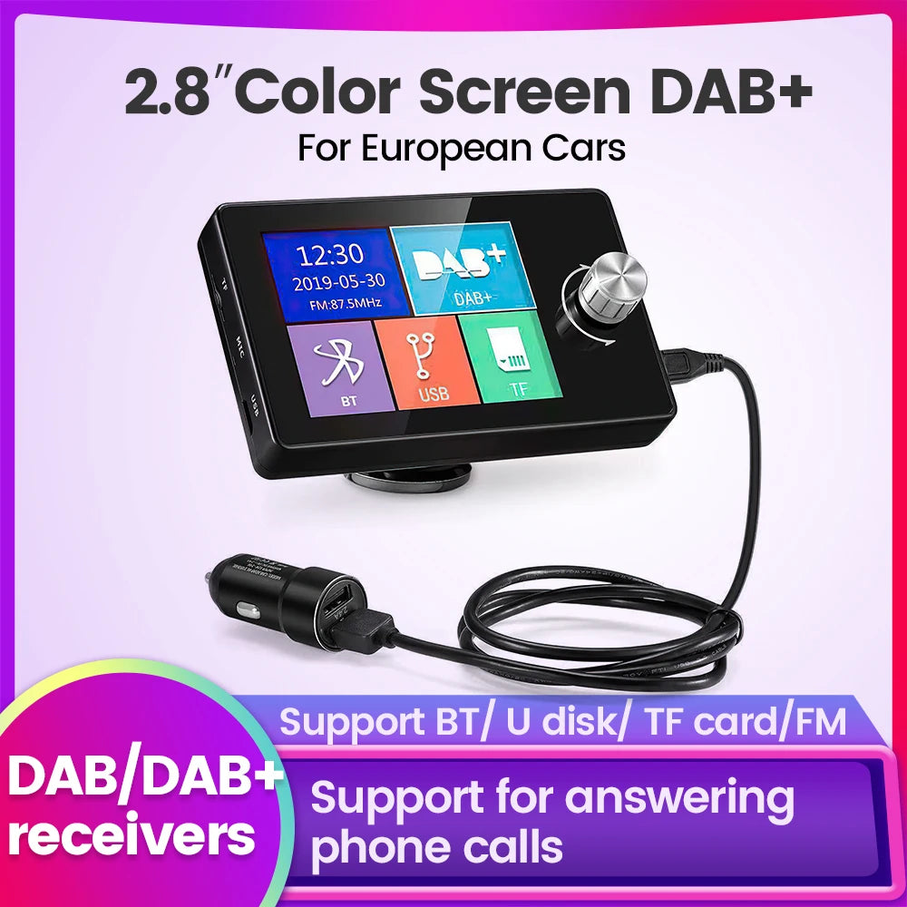 DAB+ Car Digital Radio FM Receiver BT SD TF MP3 Player 2.8 Inch Screen DAB for European Ca | AUTOKITSHOP