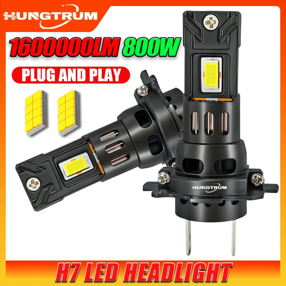 H7 1600000LM Super Power LED Headlights 6000K Wireless Spotlights Automobile Lights With F