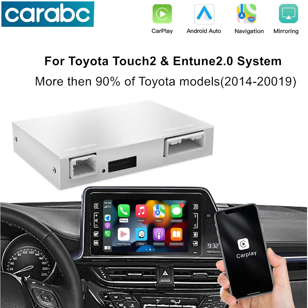 CARABC Wireless Carplay Android Auto For TOYOTA RAV4 Corolla Tacoma Camry CHR Tundra Highl