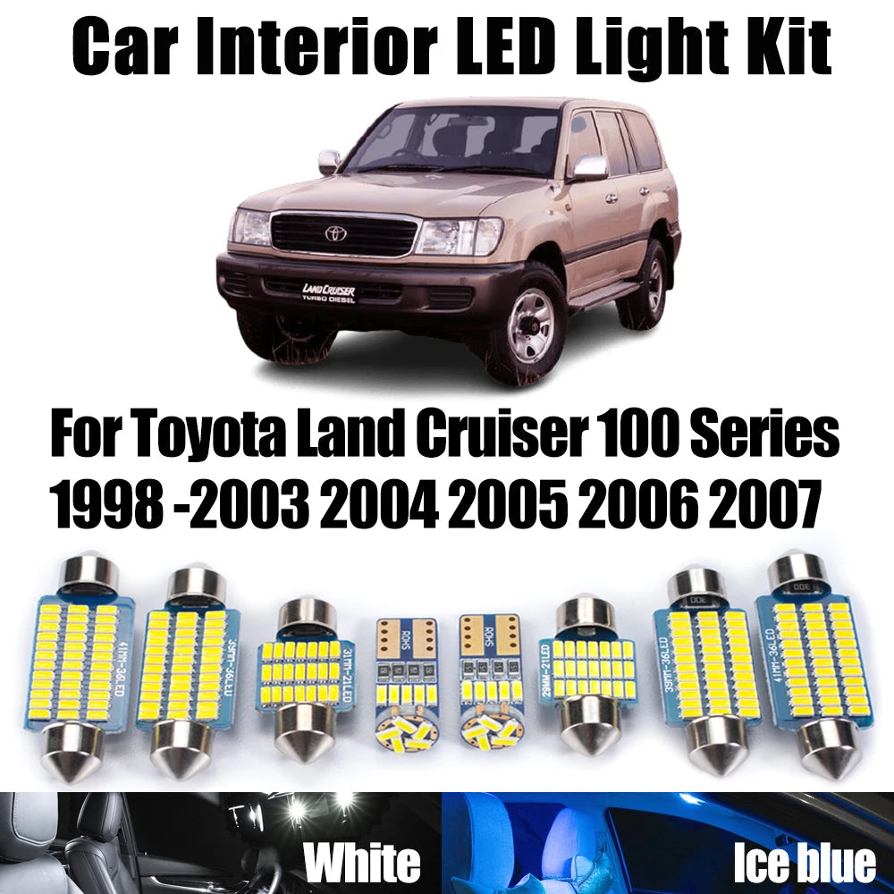 19-Piece LED Interior Light Kit for Toyota Land Cruiser 100 Series 1998- 2007 - Canbus Dome Map Door Trunk Bulbs | AU...