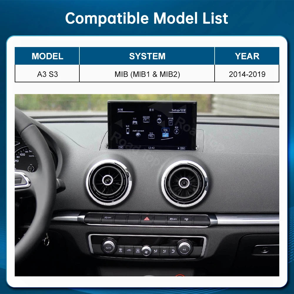 12.3'' Linux Touch Screen Car Multimedia Display For Audi A3 S3 2014-2019 With Wireless Ca | AUTOKITSHOP
