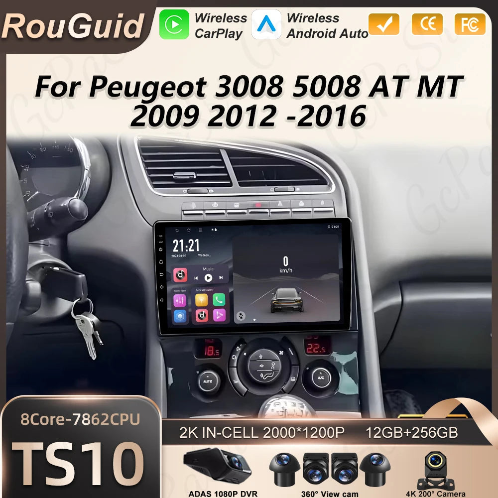Android 16 Auto Car Radio For Peugeot 3008 5008 AT MT 2009 - 2016 Carplay Multimedia Playe | AUTOKITSHOP