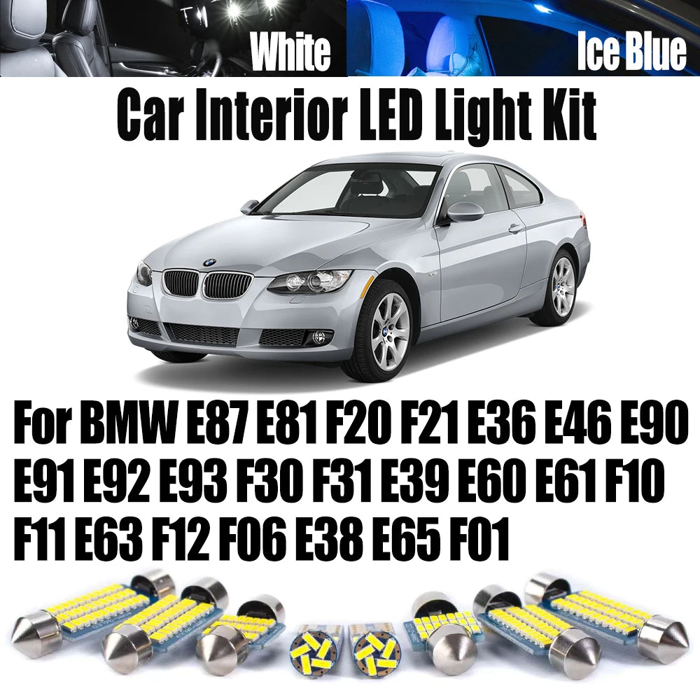 LED Interior Light Kit for BMW E87 E81 F20 F21 E36 E46 E90 E91 E92 E93 F30 F31 E39 E60 E61 F10 F11 E63 F12 F06 E38 E6...