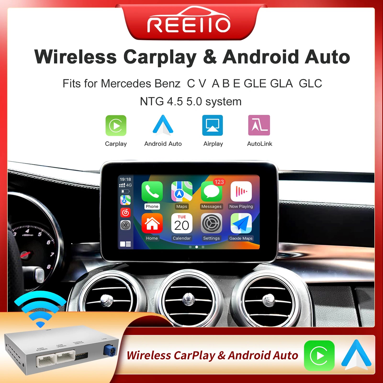 Wireless CarPlay Android Auto for Mercedes Benz A B C E Class GLA CLA CLE W205 W176 C117 W