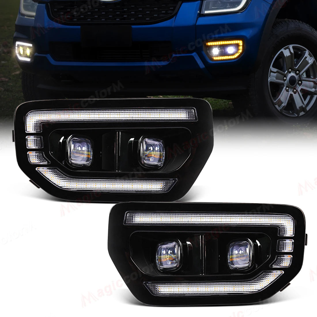 DRL For Ford Ranger Tremor Wildtrak 2022 2023 2024 LED Daytime Running Lights Car Fog Lamp | AUTOKITSHOP
