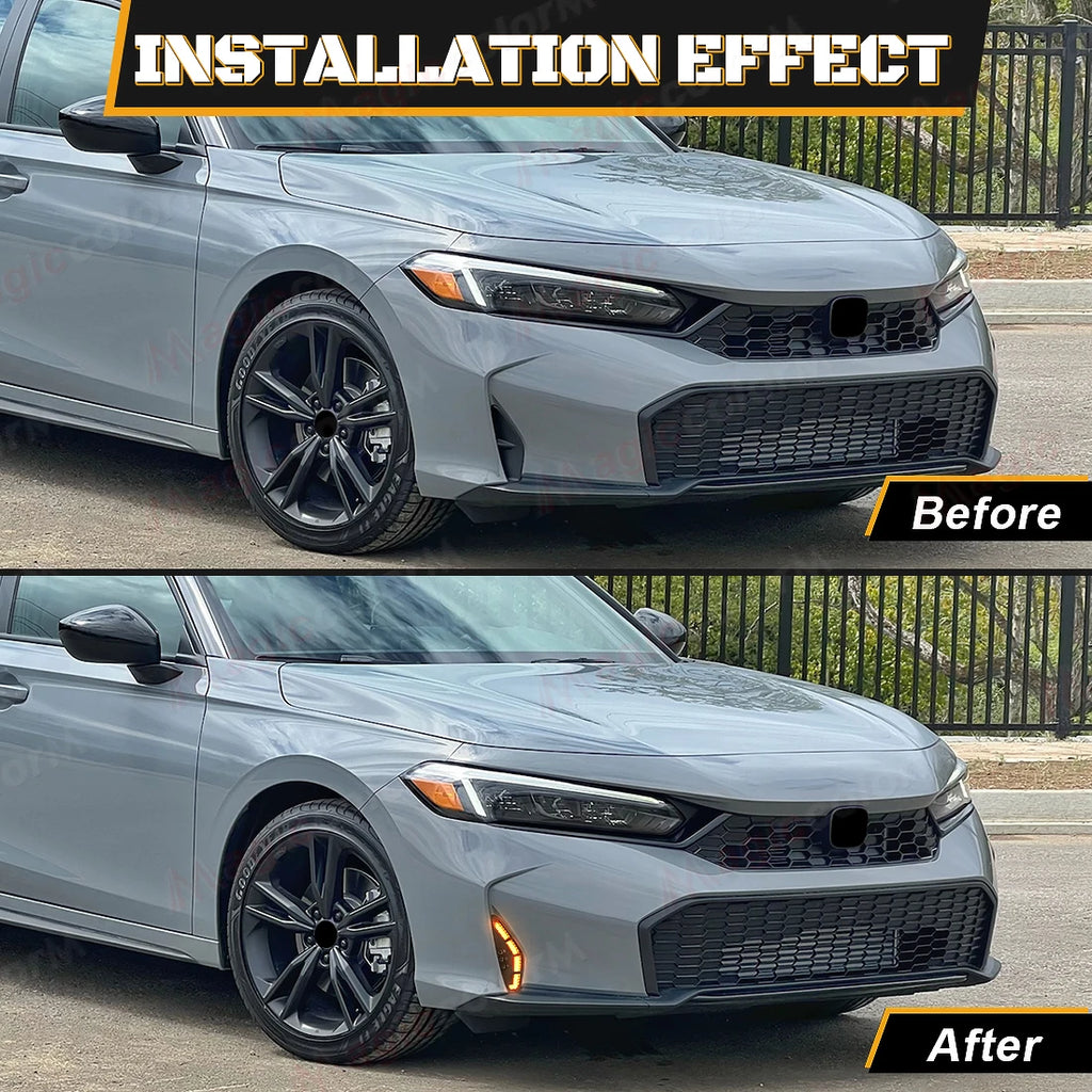 LED DRL For Honda Civic 2025 Daytime Running Lights Turn Signal Fog Lamps White Yellow Blu | AUTOKITSHOP