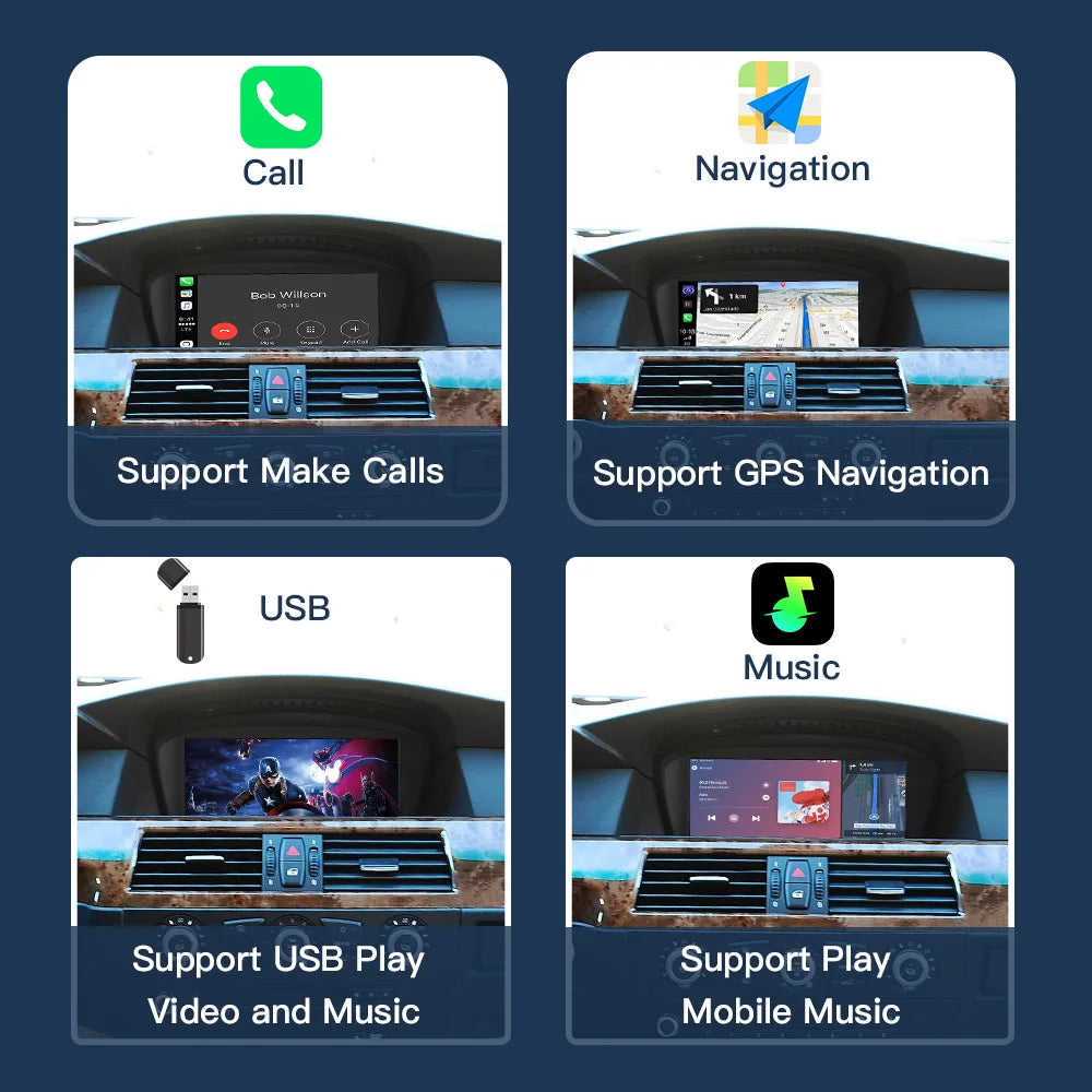 CARABC Wireless Carplay Android Auto 8.9" Car Navigation Screen For BMW 3/5 Series E60/E63