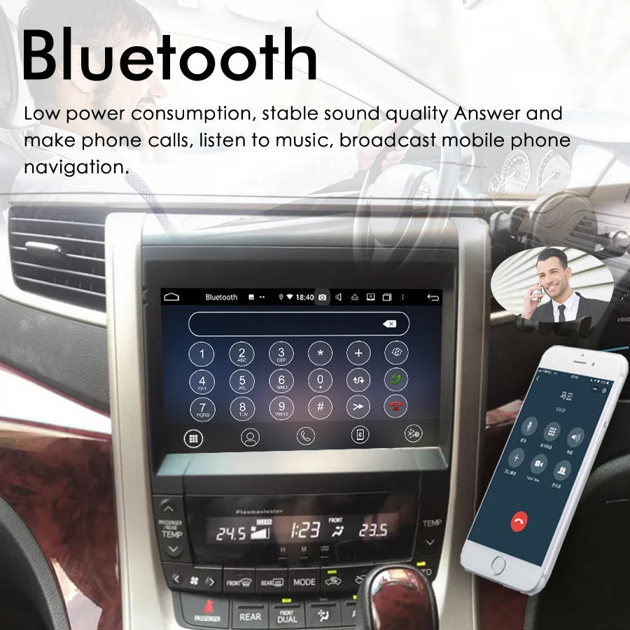 Android 15 Wireless CarPlay Car Radio For Toyota Vellfire 2011 2014 Alphard 20 A20 GPS Mul