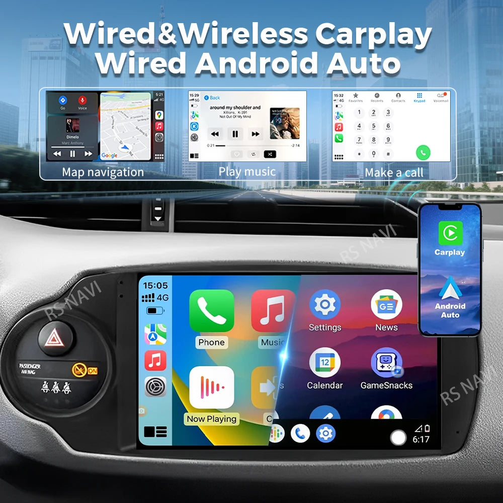 Android 16 For Toyota Yaris 2012 2013 2014 2015 2016 2017 2K QLED Android Car Radio Multim