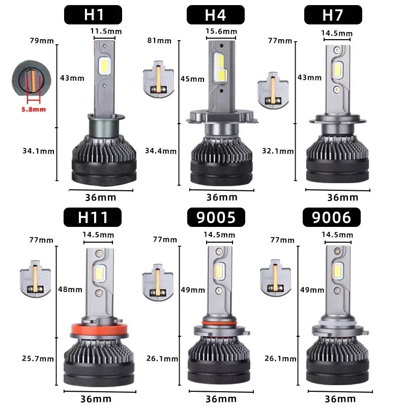 H7 H4 Led 30000LM 200W Double Copper Tube Light For Car H1 H11 6000K 4300K 12V Car 24V Truck 9005 HB4 9006 Led Headlight Bulb