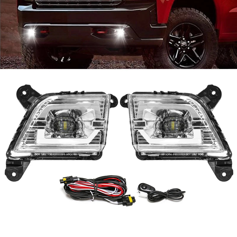 For Chevrolet Silverado 2019 2020 Fog Light Led Daytime Running Lamp DRL Daylights Front B | AUTOKITSHOP