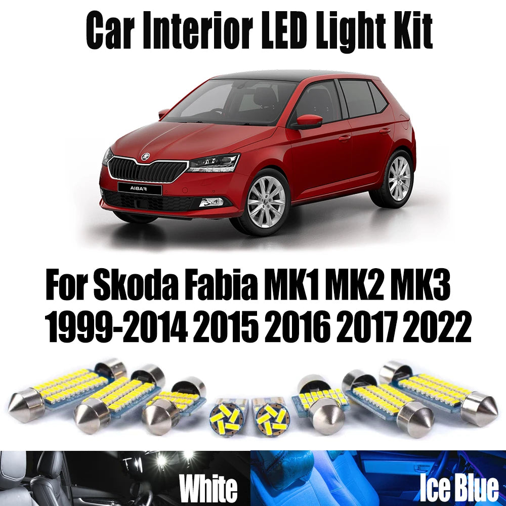 LED Interior Light Kit for Skoda Fabia MK1 MK2 MK3 1999- 2016 - Canbus Dome Map Door Trunk Bulbs | AUTOKITSHOP