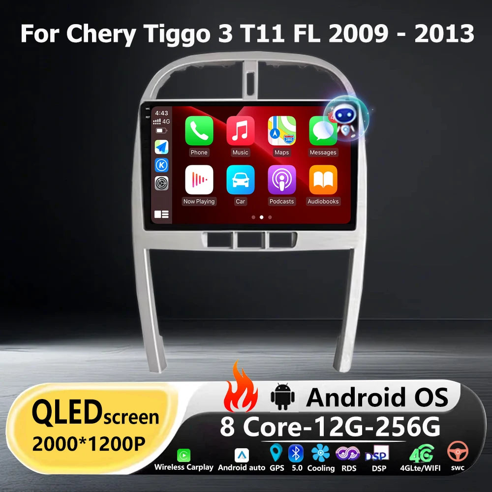 Car Radio Multimedia Video Player GPS Navigation Stereo For Chery Tiggo 3 T11 FL 2009-2013