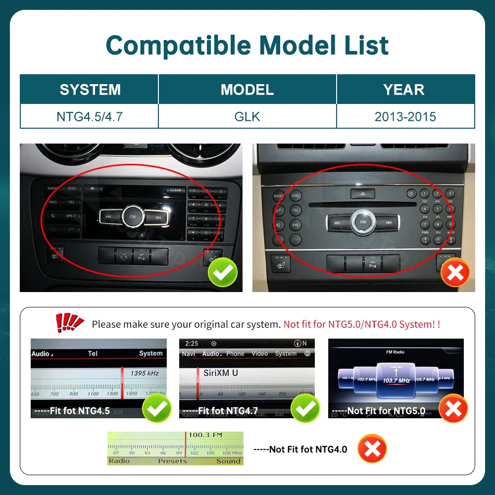 RoadTop Wireless CarPlay Android Auto Multimedia Display for Mercedes-Benz GLK X204 NTG4.5