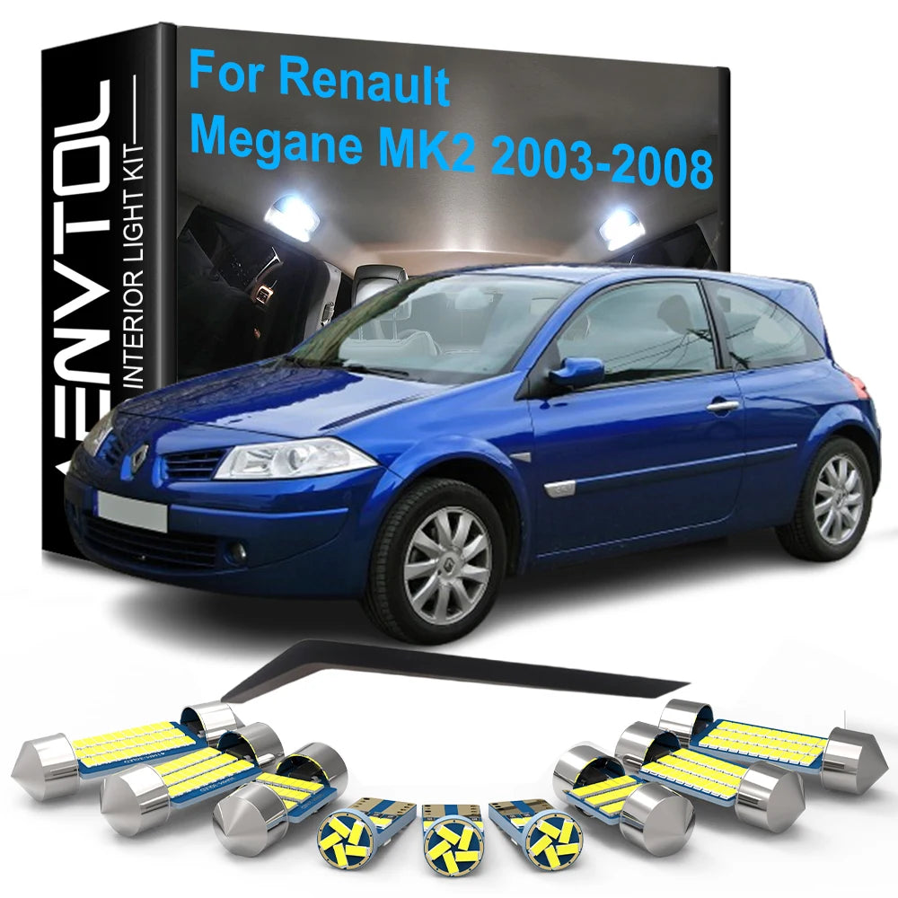 18-Piece LED Interior Light Kit for Renault Megane 2 II mk2 Coupe Cabriolet Estate Hatchback - Canbus Error-Free Bulb...