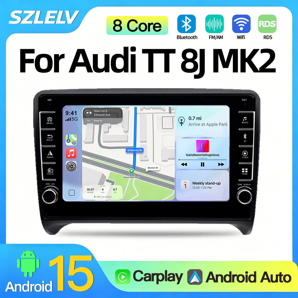 SZLELV For Audi TT MK2 8J 2006-2014 Touch Screen Multimedia Car Radio Android Carplay Vide
