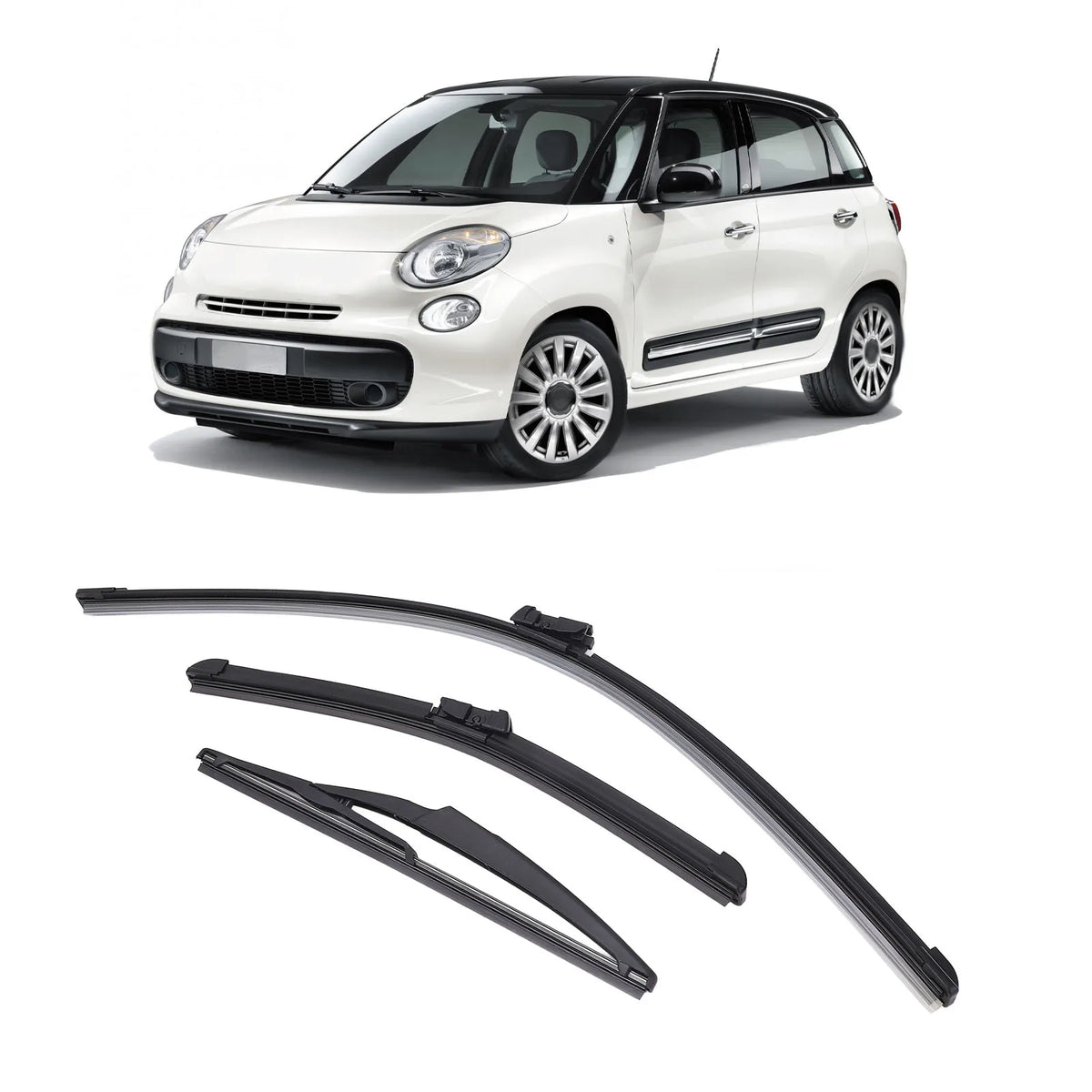 3Pcs Front Rear Wiper Blades Set for Fiat 500 500C 500L 2009 to 2023 Windshield Windscreen Tailg - Automotive LED Light