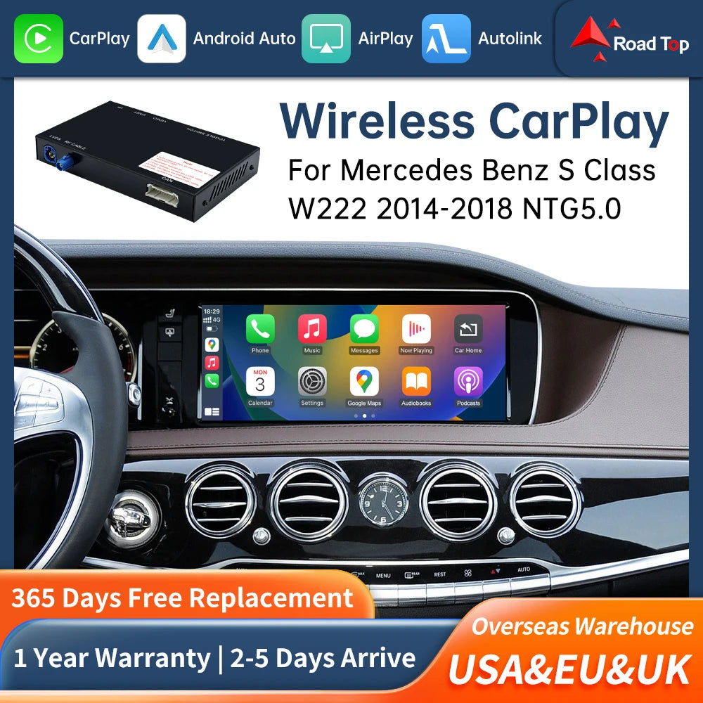 Road Top Wireless CarPlay Link for Mercedes Benz S-Class W222 2014-2018 with Android Auto  | AUTOKITSHOP