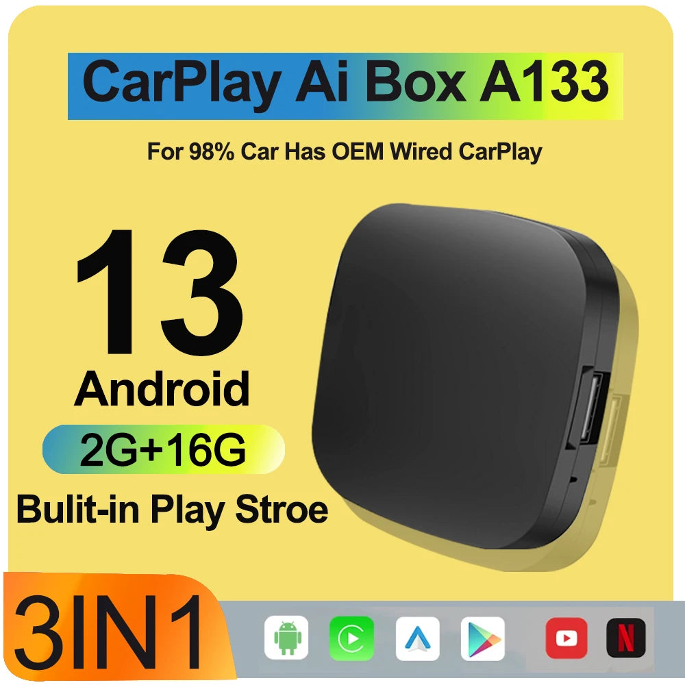 Android 13 Carplay AI Box Wireless Carplay Adapter Android Auto For Netflix Youtube VW Toy