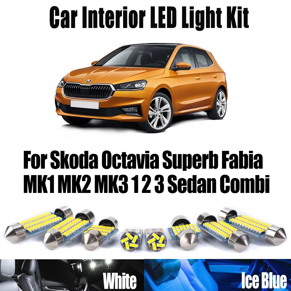 LED Interior Light Kit for Skoda Octavia Superb Fabia MK1 MK2 MK3 1 2 3 Sedan Combi Car Accessories Dome  Light Kit -...