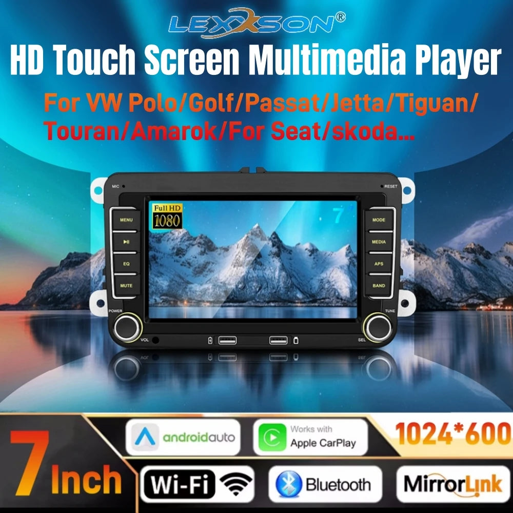LEXXSON 2 Din 7“ MP5 Car Radio FM AM RDS Mirrorlink Carplay Android Auto Car Stereo For Vo | AUTOKITSHOP