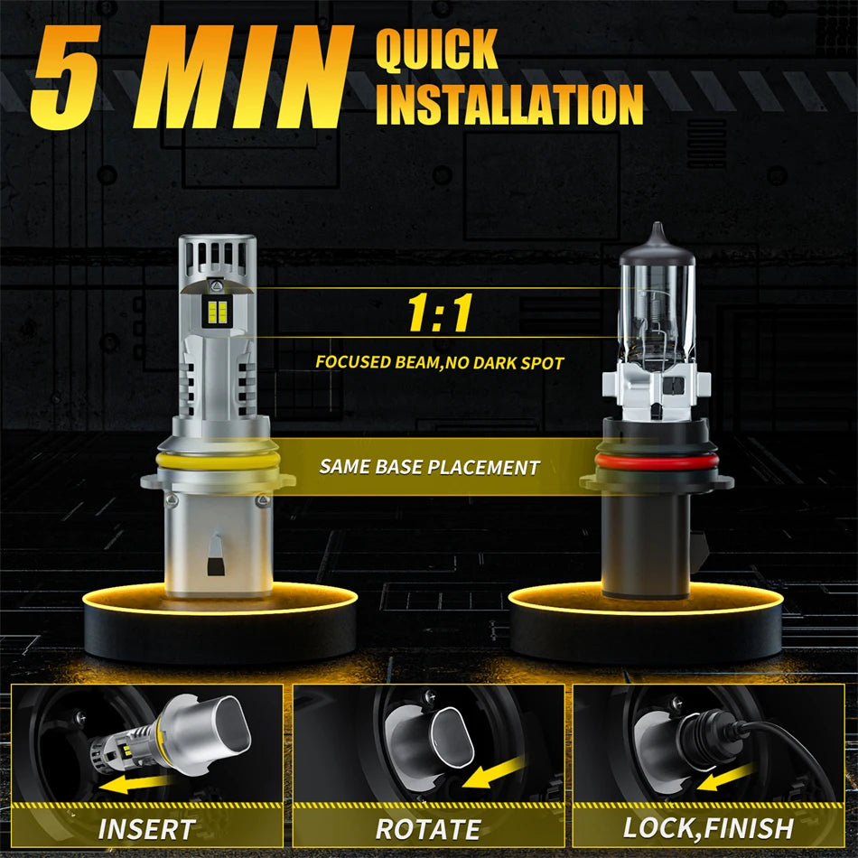 9007 HB5 Car LED Headlight Bulb 6000K White 9004 HB1 Auto Canbus Fog Lamp 9008 H13 9003 H4