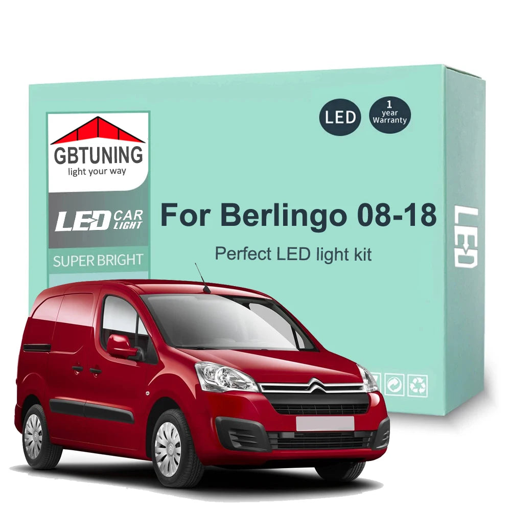 11-Piece LED Interior Light Kit for Citroen Berlingo B9 MK2 II 2008-2018 - Canbus Dome Map Door Trunk Bulbs | AUTOKIT...