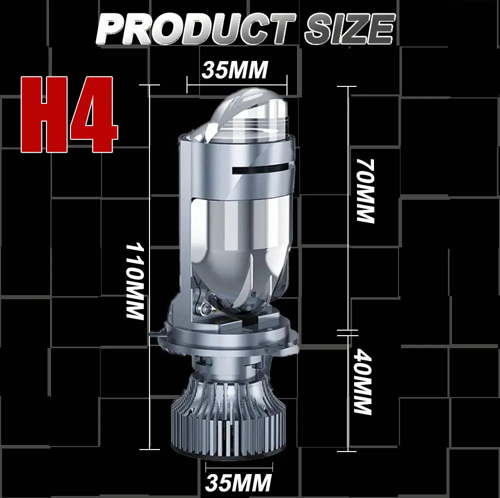 H4 LED Projector Mini Lens Auto Bi LED Headlight Bulb Kit Conversion High Beam Low Beam 30