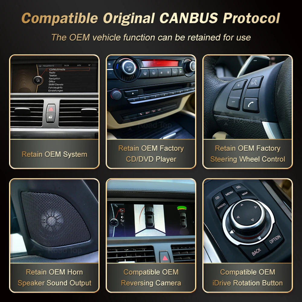 RoadTop Wireless CarPlay For BMW X5 X6 E70 E71 2007-2013 CCC CIC Multimedia Display Touch