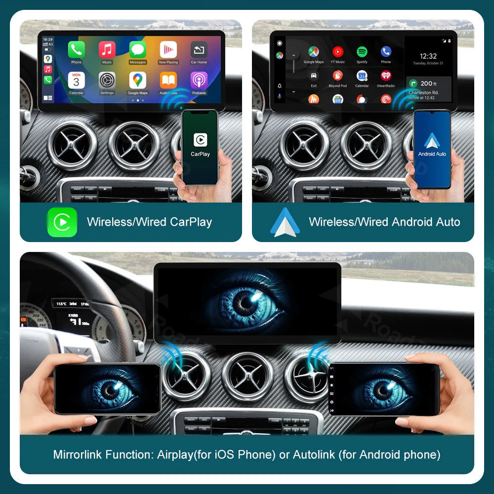 12.3' RoadTop Ultra-thin IPS Touch Screen Wireless CarPlay Multimedia for Mercedes-Benz A