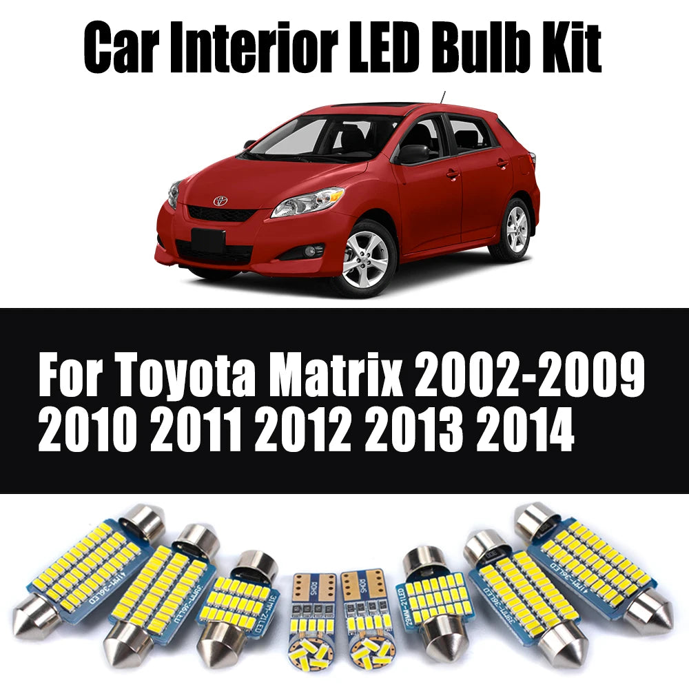 8-Piece LED Interior Light Kit for Toyota Matrix 2002-2009 - Canbus Dome Map Door Trunk Bulbs | AUTOKITSHOP