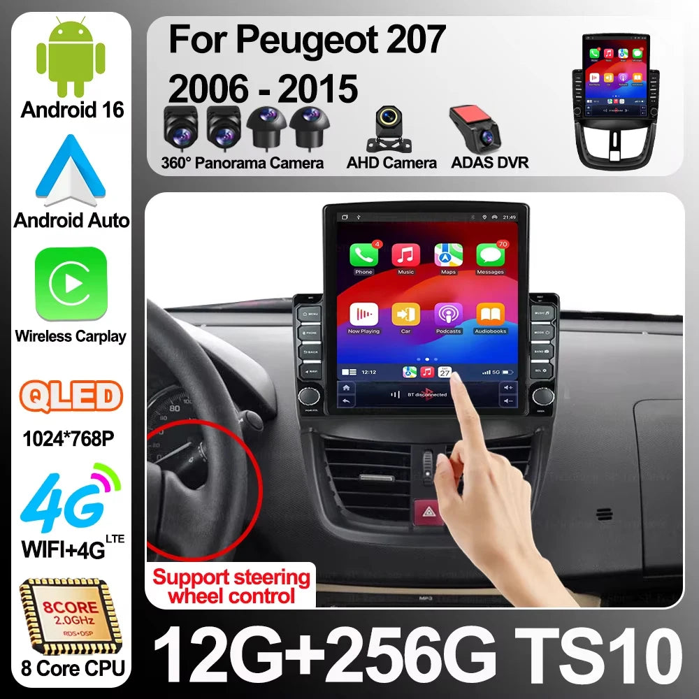 Android 16 Car Radio For Peugeot 207 2006 - 2015 Multimedia Video Player Multimedia Video  | AUTOKITSHOP