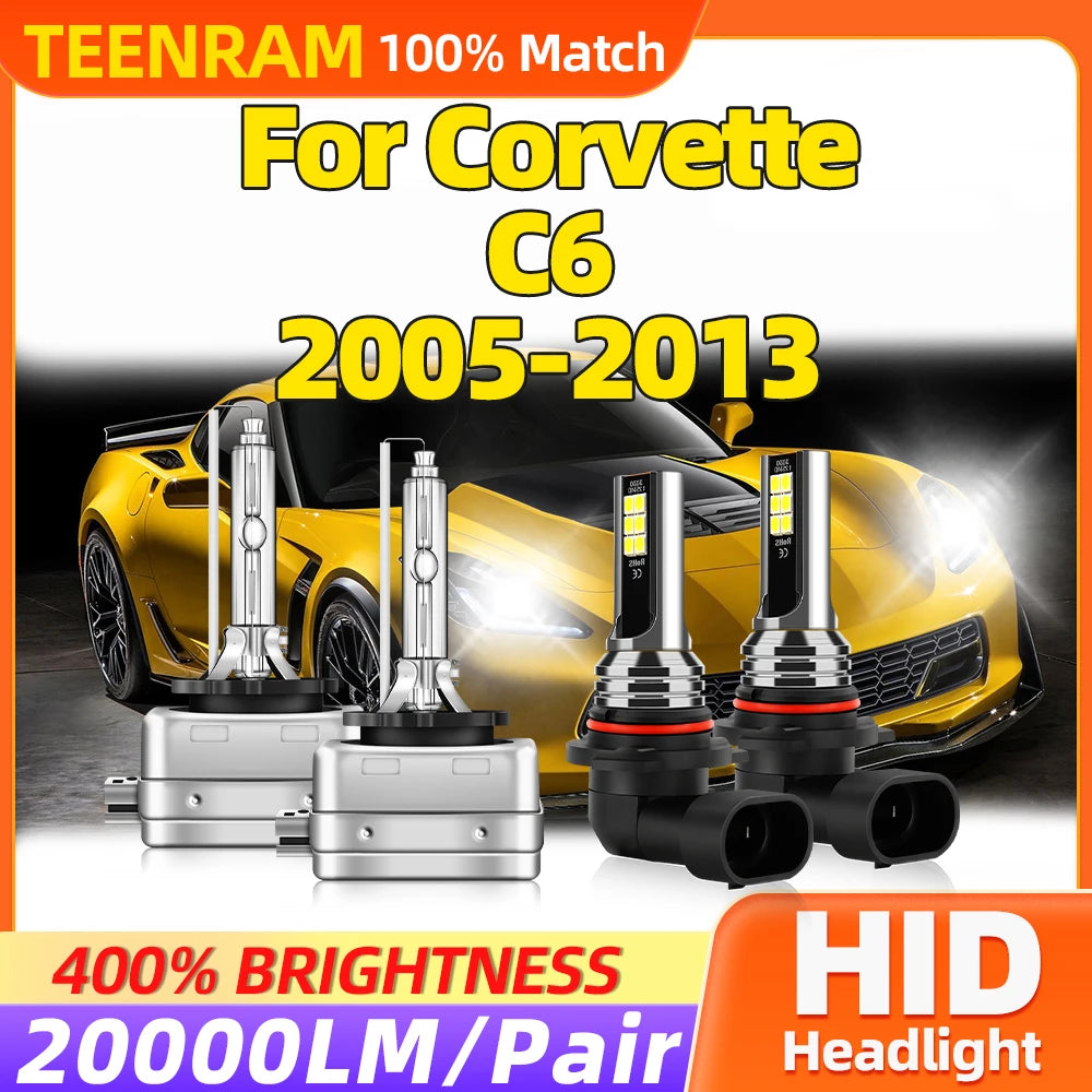 12V 35W HID Bulb Xenon Headlight 20000LM Plug And Play Fog Lights 6000K For Corvette C6 20