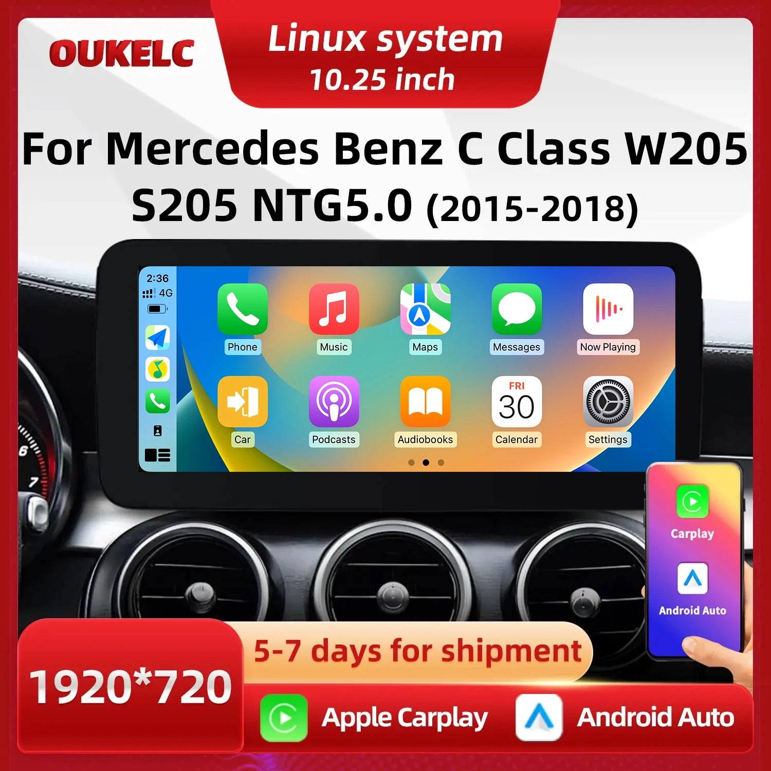 LED Interior Light Kit for Mercedes CClass W205 NTG5 - Canbus Error-Free Interior Bulbs