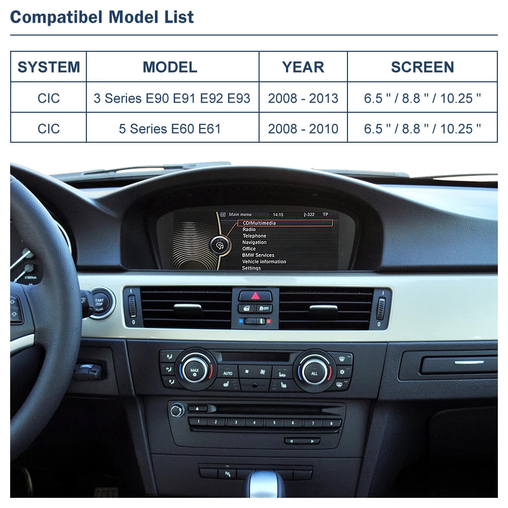Road Top Wireless CarPlay Android Auto for BMW 3 Series E90 E91 E92 E93 And 5 Series E60 E | AUTOKITSHOP