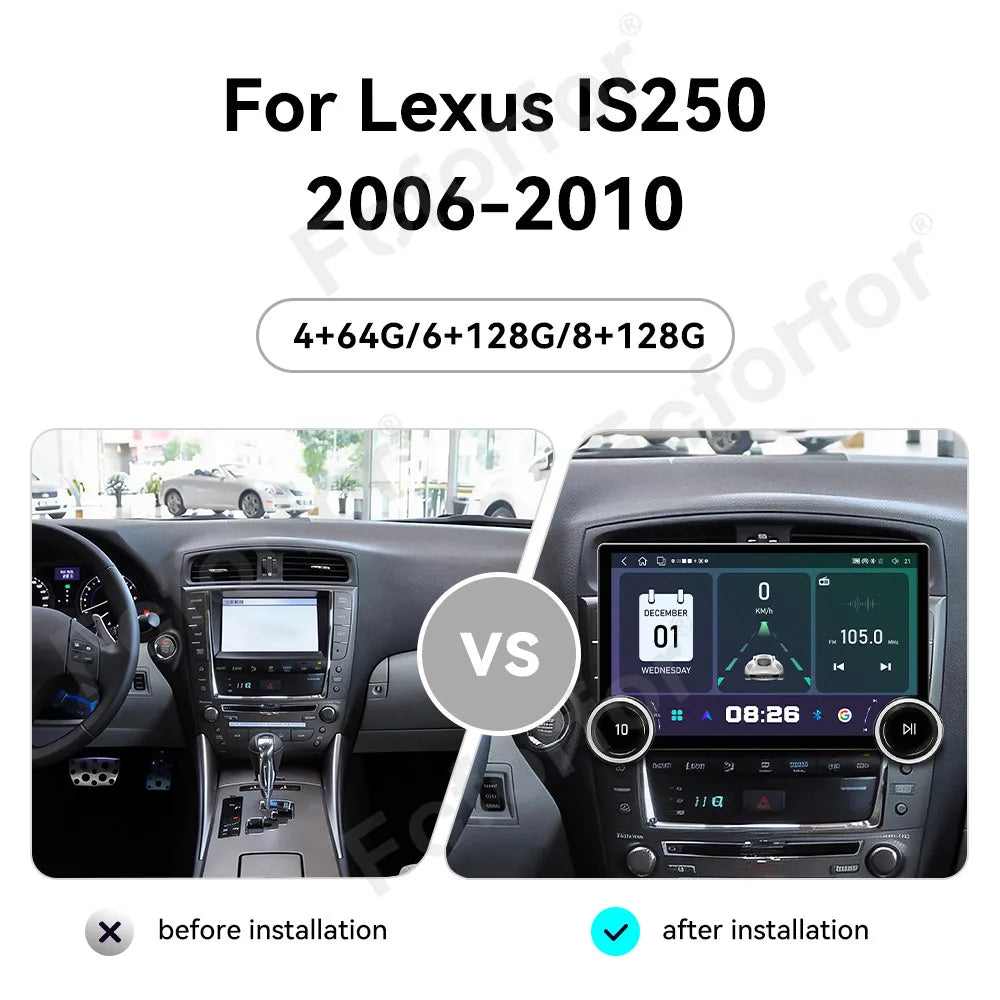 Android 15 11.5 Inch Wireless CarPlay For Lexus IS250 2006-2010 Smart HD Display GPS Navi