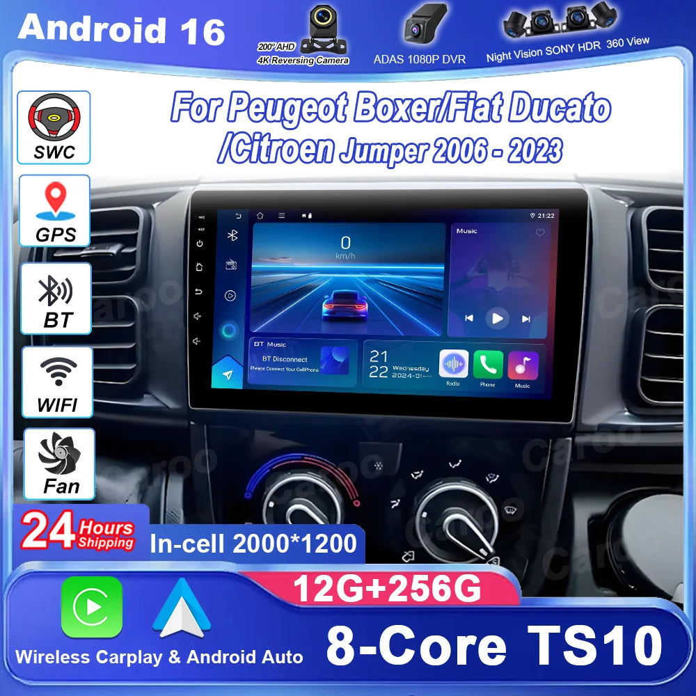 For Peugeot Boxer/Fiat Ducato/Citroen Jumper 2006-2023 Car Radio Stereo Android Auto Multi