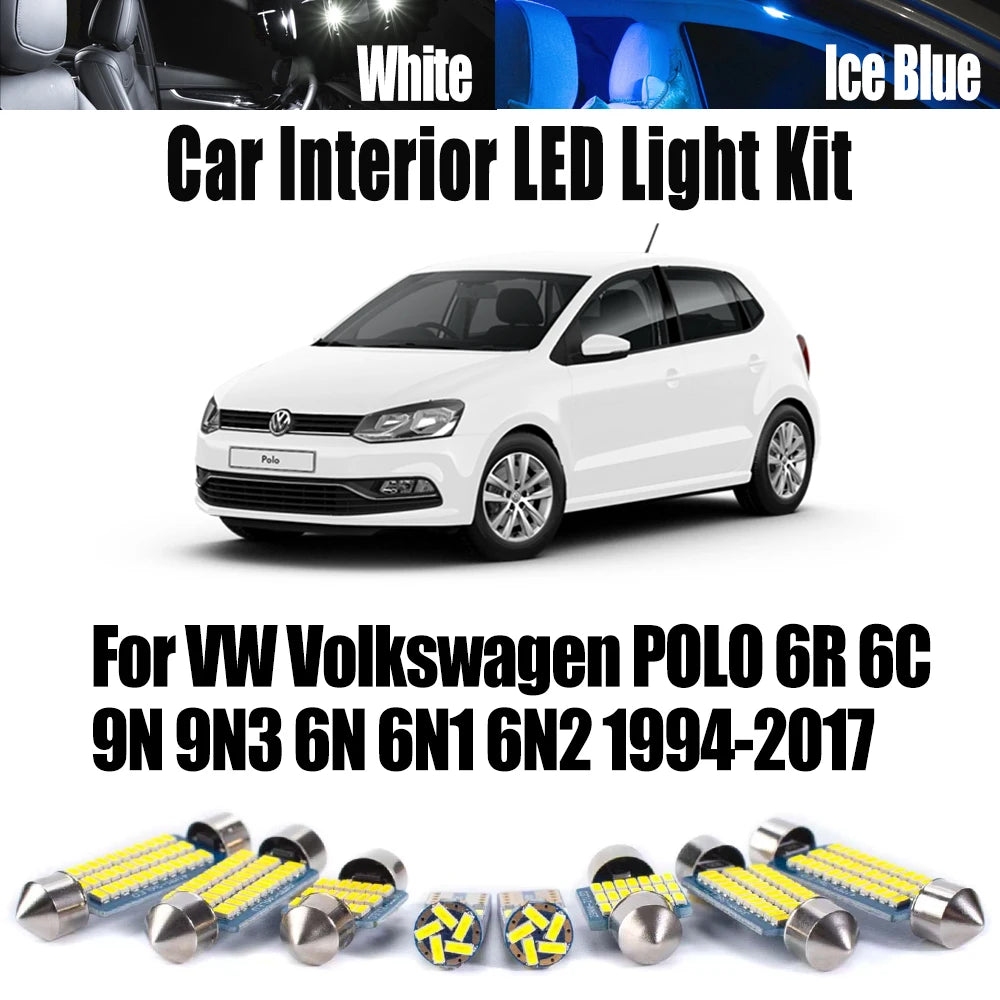 LED Interior Light Kit for VW Volkswagen POLO 6R 6C 9N 9N3 6N 6N1 6N2 1994-2017 - Canbus Dome Map Door Trunk Bulbs | ...