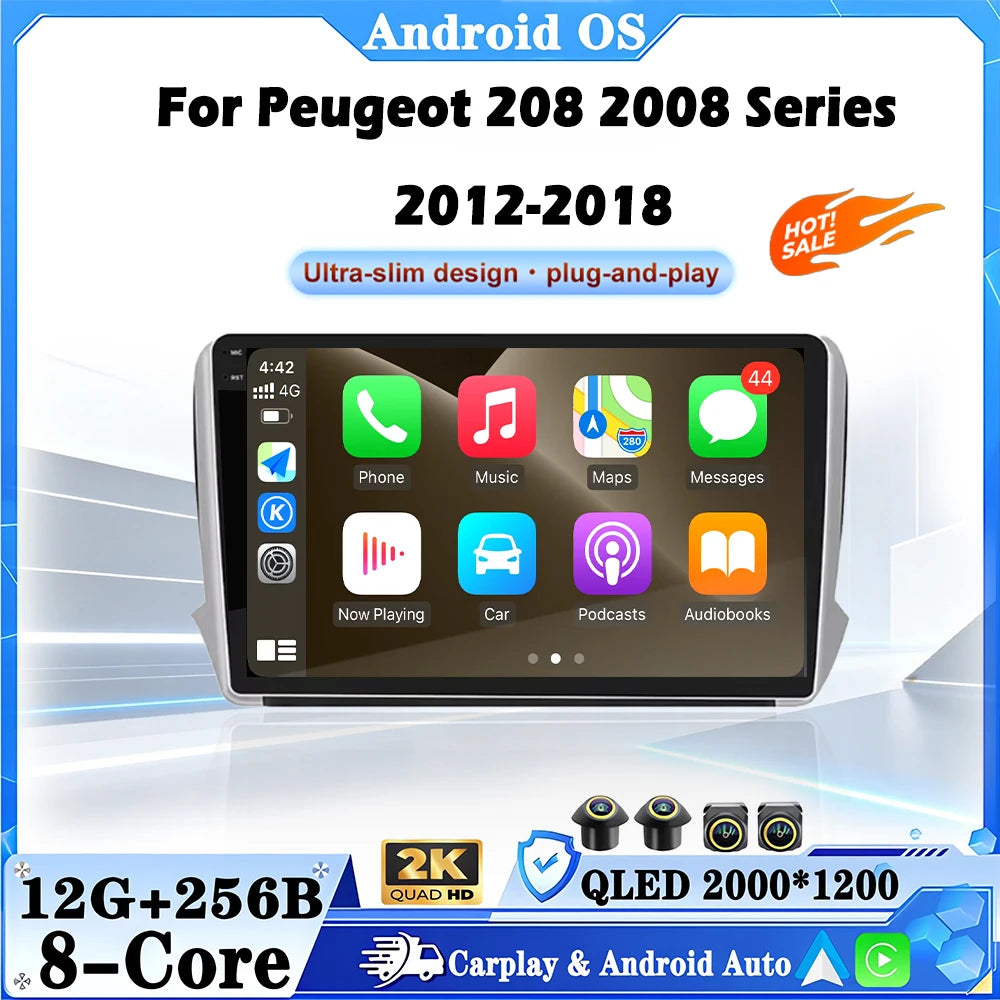 Android OS For Peugeot 208 2008 Series 2012-2018 Car Radio Multimedia Player DSP Stereo Wi