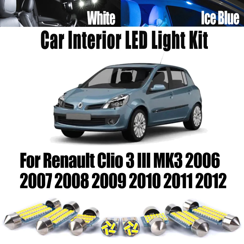13-Piece LED Interior Light Kit for Renault Clio 3 III MK3 - Canbus Error-Free Bulbs | AUTOKITSHOP