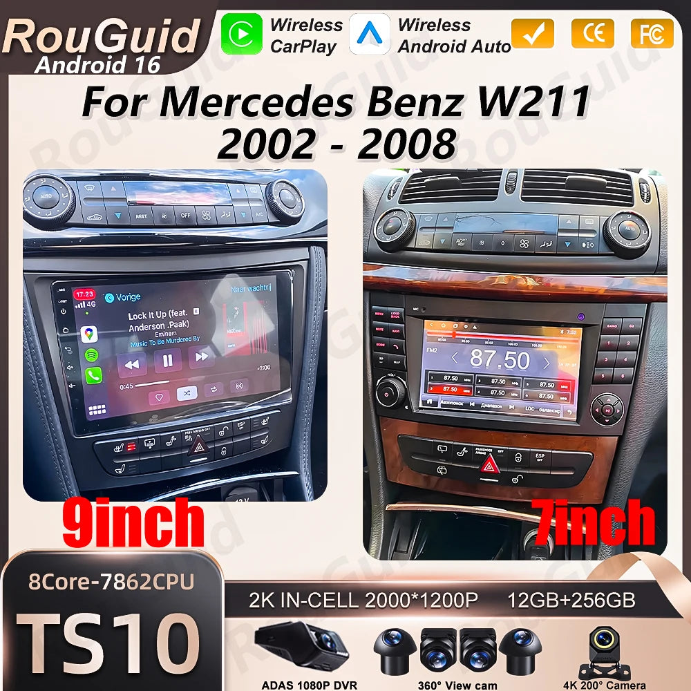 Android Auto Car Radio For Mercedes Benz W211 2002 2003 2004 2005 2006 2007 2008 Carplay M | AUTOKITSHOP