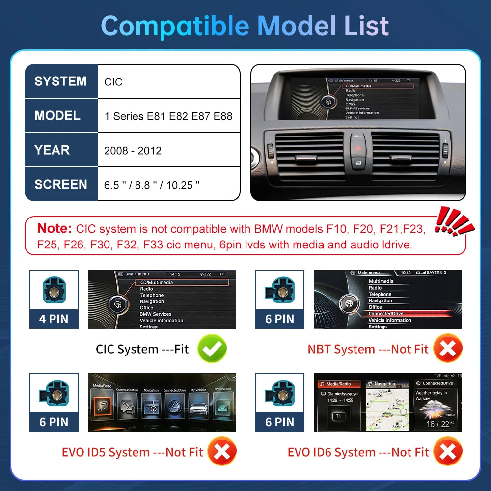 Road Top Wireless Carplay Decoder Interface For BMW 1 Series E81 E82 E87 E88 2008-2012 CIC | AUTOKITSHOP