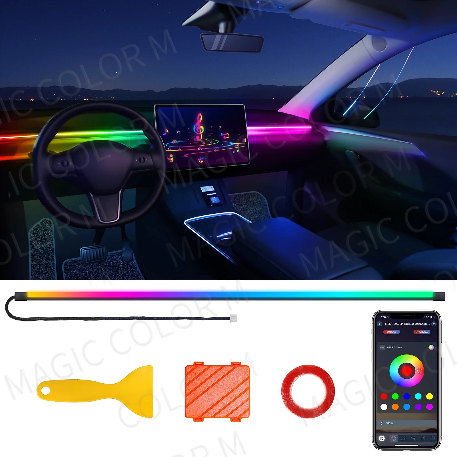 64 Color - Ambient Light - App Control - Car Interior Lighting | AUTOKITSHOP
