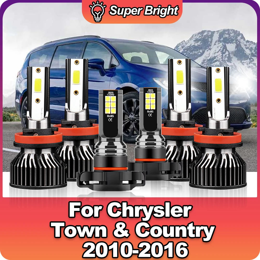 LED Car Headlights 5202 H11 High Low Beam 30000LM Fog Light Bulbs For Chrysler Town & Coun