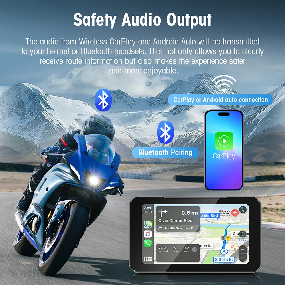 5 Inch Motorcycle Display Screen Carplay Moto Navigation Portable Digital Dashboard Motobi